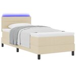 vidaXL Lit à ressorts avec matelas avec LED Crème 100 x 200 cm tissu
