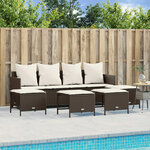 vidaXL Salon de jardin avec coussins 5 Pièces marron résine tressée