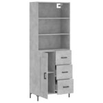 vidaXL Buffet haut Gris béton 69 5x34x180 cm Bois d'ingénierie