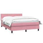 vidaXL Sommier à lattes de lit avec matelas rose 160x220 cm velours