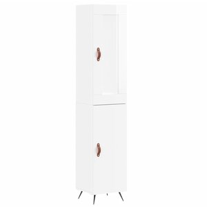 vidaXL Buffet haut Blanc brillant 34 5x34x180 cm Bois d'ingénierie