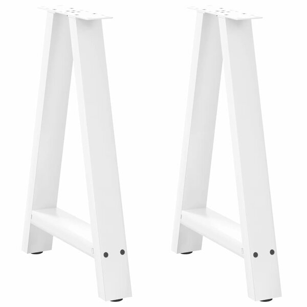 vidaXL Pieds de table à manger en forme de A 2 pièces Blanc 60 x (72-73) cm Acier