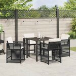 vidaXL Ensemble de salle à manger pour jardin 5 Pièces Noir polyrotin