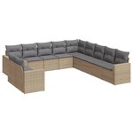 vidaXL Salon de jardin 11 Pièces avec coussins beige résine tressée