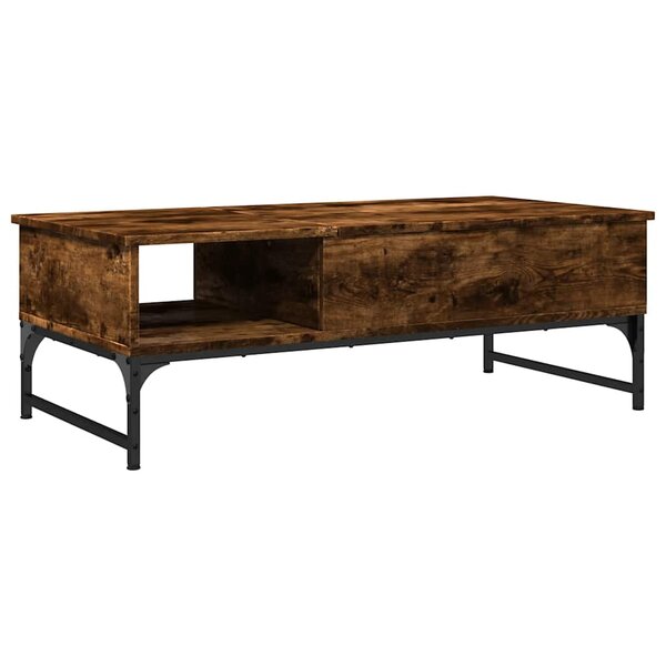 vidaXL Table basse chêne fumé 100x50x35 cm bois d'ingénierie et métal
