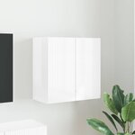 vidaXL Meuble TV mural Montage mural Blanc brillant 59 5 x 31 x 60 cm