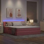 vidaXL Lit de rangement LED avec matelas Rose 180 x 200 cm Velours
