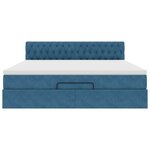 VidaXL Cadre de lit ottoman avec matelas bleu foncé 180x200 cm velours