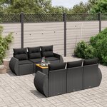 vidaXL Salon de jardin 7 Pièces avec coussins noir résine tressée