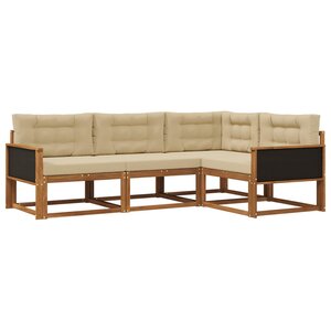 vidaXL Ensemble de canapés d'extérieur 4 Pièces Naturel et Beige