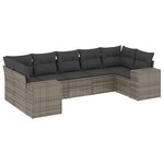 vidaXL Salon de jardin avec coussins 7 Pièces gris résine tressée