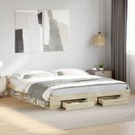 vidaXL Cadre de lit avec tiroirs sans matelas chêne sonoma 180x200 cm