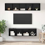 vidaXL Ensemble meuble TV 4 Pièces Chêne noir Bois d'ingénierie
