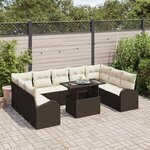 vidaXL Ensemble de canapé de jardin 10 Pièces Marron Poly rotin