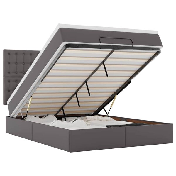 VidaXL Cadre de lit ottoman avec matelas gris 140x200 cm similicuir
