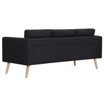 vidaXL Canapé à 3 places Tissu Noir