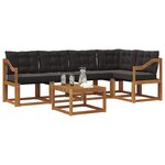 vidaXL Ensemble de canapés d'extérieur 6 pc Naturel et Noir