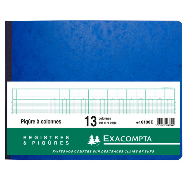 Piqûre 25x32cm 13 colonnes sur 1 page 31 lignes 80 pages EXACOMPTA