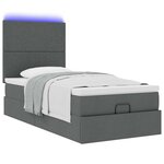 vidaXL Lit ottoman avec matelas et LED Gris foncé 80x200cm tissu