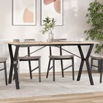 vidaXL Table à manger cadre en Y 160x80x75 cm bois de pin massif fonte