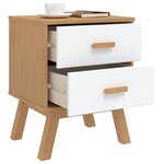vidaXL Table de chevet OLDEN blanc et marron bois de pin solide