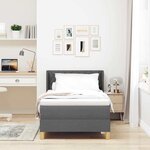 vidaXL Lit à ressorts avec matelas Gris foncé 190 x 90 cm Polyester