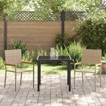 vidaXL Ensemble de salle à manger pour jardin 3 Pièces Beige Poly rotin