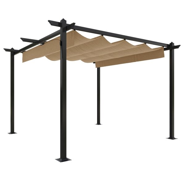 vidaXL Tonnelle de jardin avec toit rétractable 3x3 m Taupe