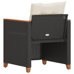 vidaXL Chaise de jardin avec coussins noir résine tressée