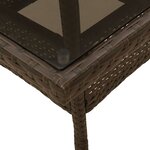 vidaXL Table de jardin avec dessus en verre marron résine tressée