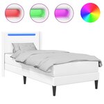 vidaXL Cadre de lit avec matelas Blanc 90 x 200 cm Simili cuir
