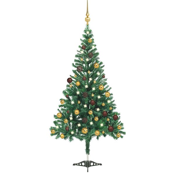vidaXL Arbre de Noël artificiel pré-éclairé/boules 180 cm 564 branches