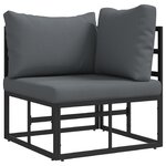 vidaXL Ensemble de canapé de jardin avec coussin 5 Pièces Noir Aluminium