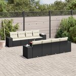 vidaXL Salon de jardin 9 Pièces avec coussins noir résine tressée