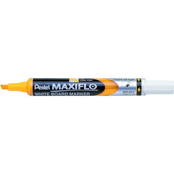 Marqueur tableaux blancs maxiflo  pointe biseautée moyenne  jaune pentel