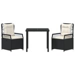 vidaXL Ensemble de salle à manger de jardin 3 pièces Noir Poly Rattan
