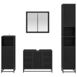 vidaXL Ensemble de mobilier de salle de bain 4 Pièces Chêne noir