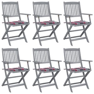 vidaXL Chaises pliables d'extérieur 6 Pièces avec coussins Bois d'acacia