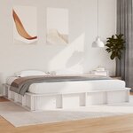 vidaXL Cadre de lit avec stockage Blanc 180 x 200 cm Bois et Métal