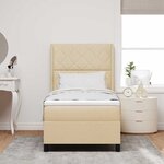 vidaXL Lit à ressorts avec matelas Crème 200 x 100 cm tissu
