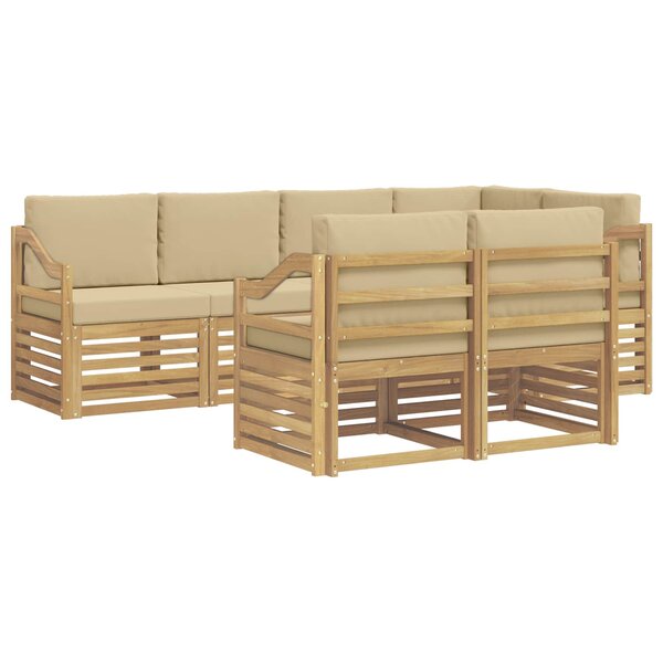 vidaXL Ensemble de canapés d'extérieur 7 pc Blanc et Beige Polyester