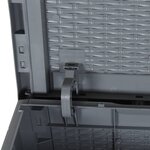vidaXL Boîte de rangement de jardin gris PP rotin 90 L