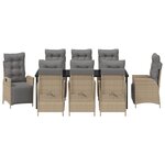 vidaXL Ensemble de Dîner de Jardin de 9 Pièces Beige Rattan Poly