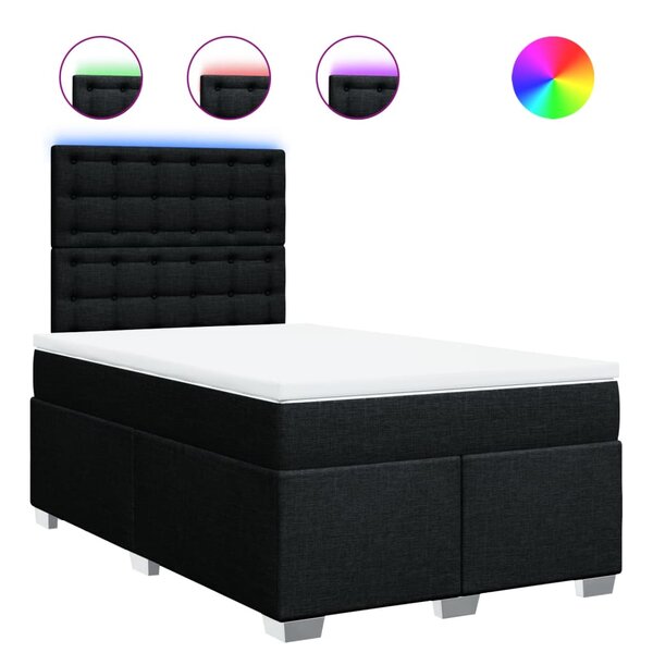 vidaXL Sommier à lattes de lit avec matelas Noir 120x200 cm Tissu