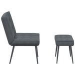 vidaXL Chaise de relaxation avec tabouret Gris foncé Velours