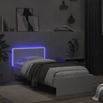 vidaXL Cadre de lit avec tête de lit et lumières LED blanc 90x190 cm