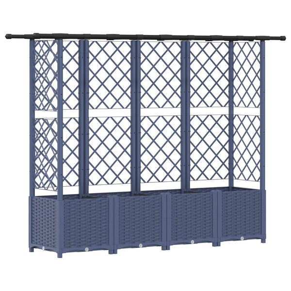 vidaXL Lit Élevé avec Treillis et Toit Gris 202 x 40 x 136 cm PP