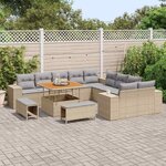 vidaXL Ensemble de canapé de jardin 13 Pièces Beige et Gris clair