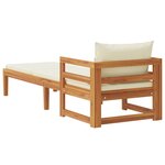 vidaXL Chaise longue avec coussins blanc crème Bois d'acacia solide