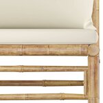 vidaXL Salon de jardin 3 Pièces avec coussins blanc crème bambou